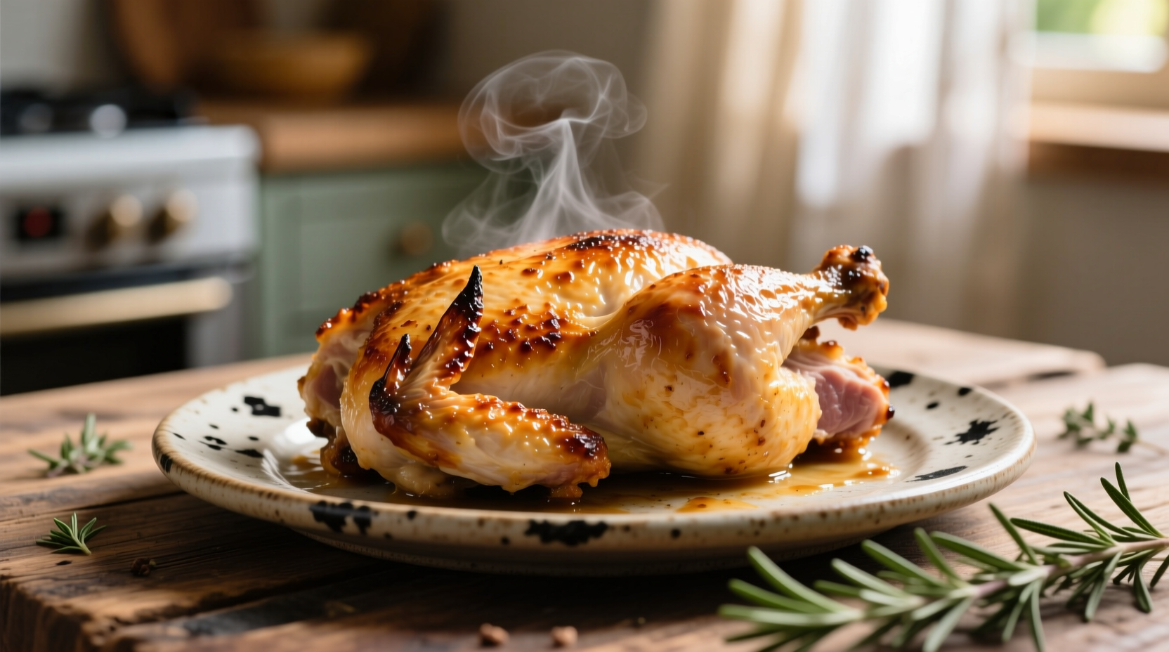 Perfectly baked chicken breast with golden crust