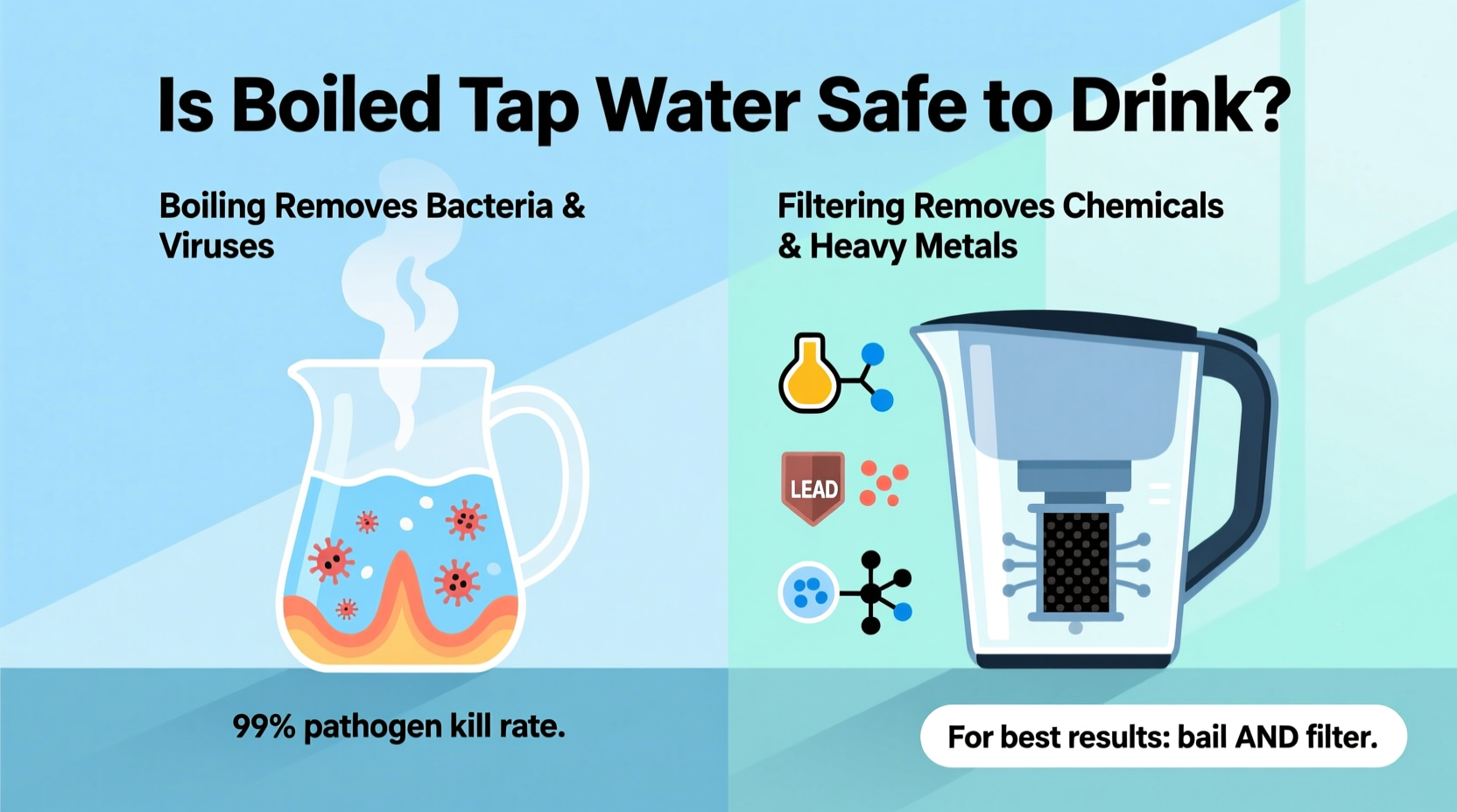 is tap water safe to drink after boiling or should you still filter it