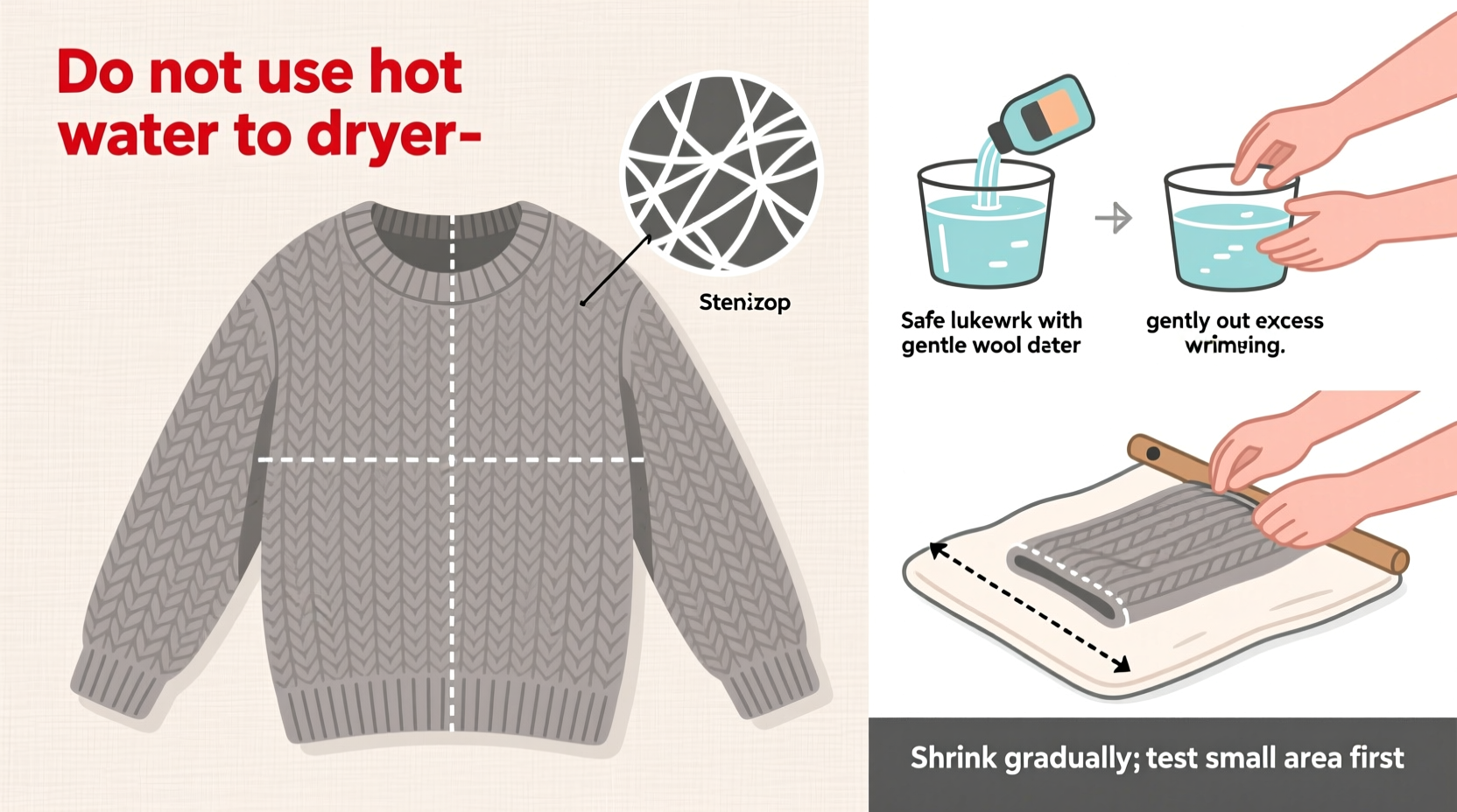 how to shrink a stretched wool sweater back to size safely