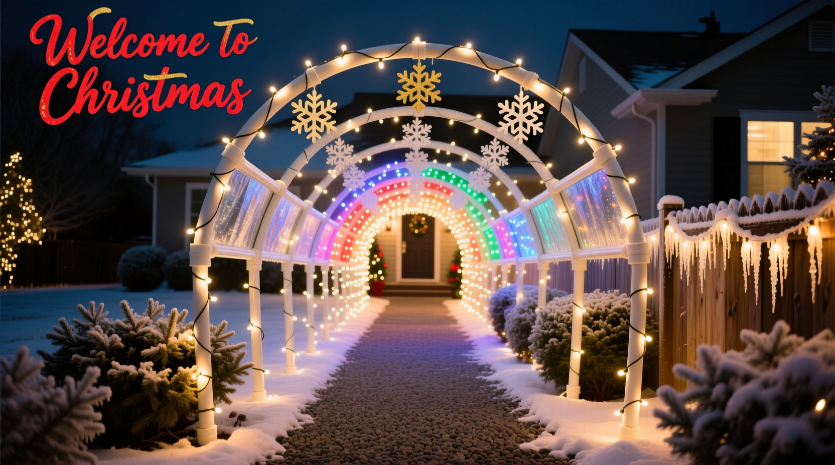 how to build a diy christmas light tunnel for front yard wow factor