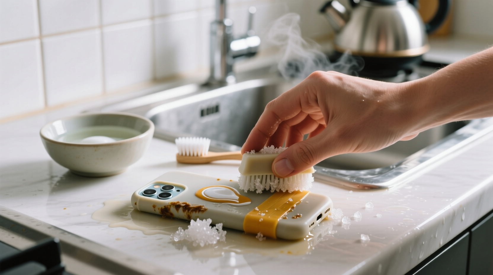 how to clean silicone phone grips safely