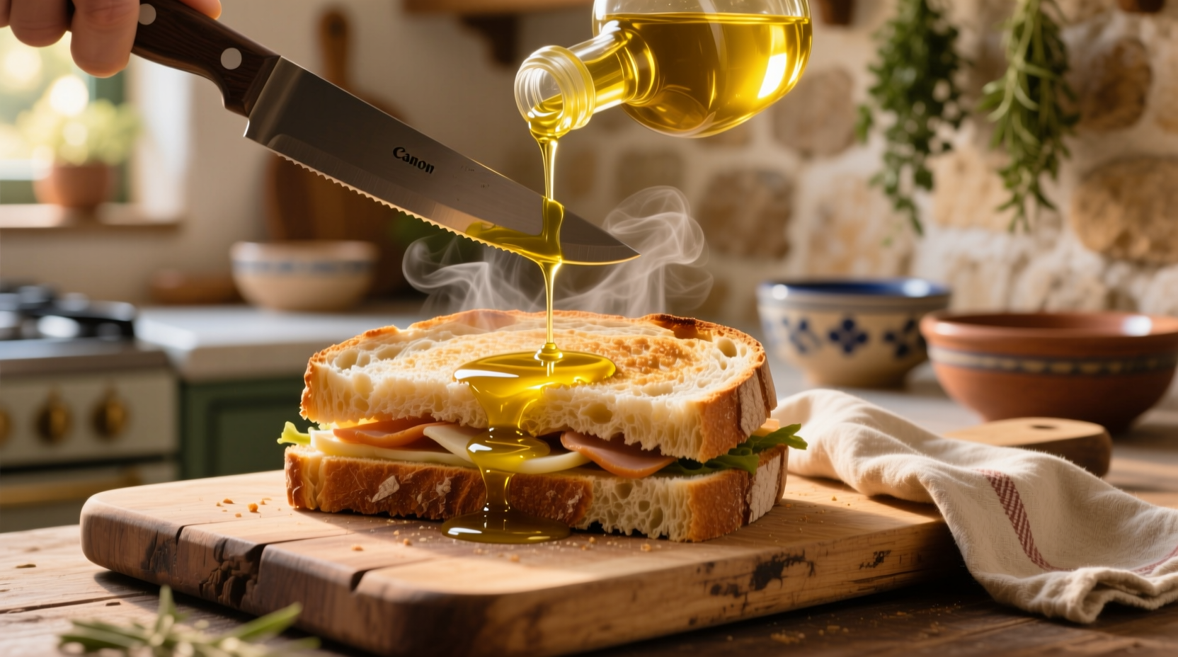 avoid soggy sandwich bread by spreading some olive oil