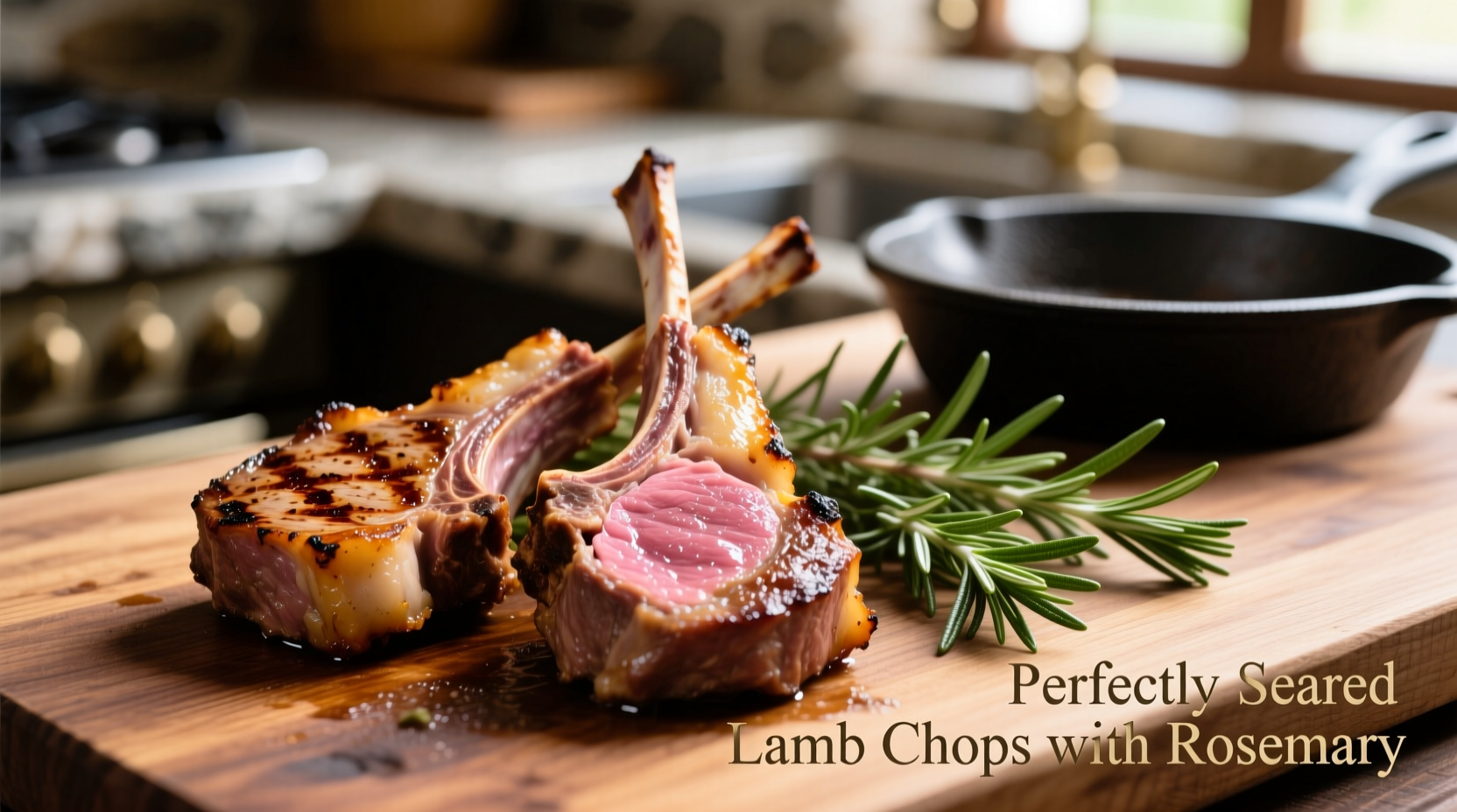 Perfectly seared lamb chops with rosemary