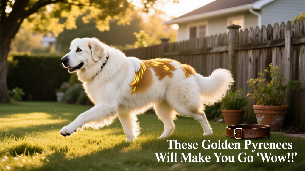 White Golden Pyrenees with gold marks