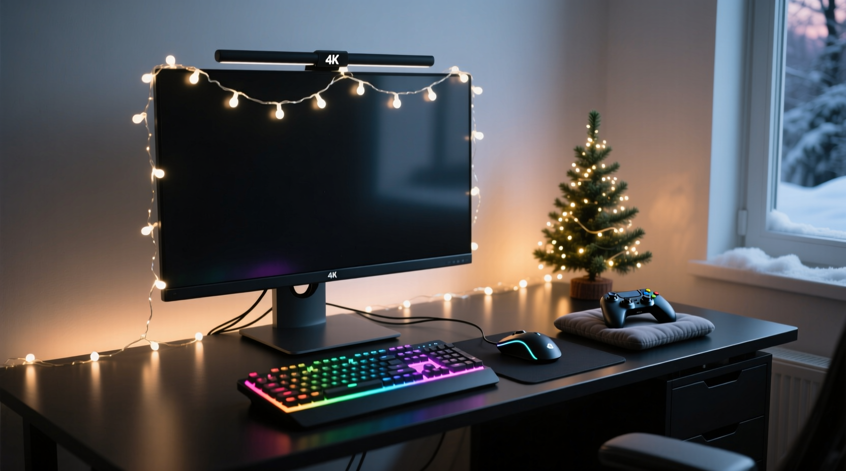 how to integrate christmas lights into a gaming setup without causing screen glare or controller interference