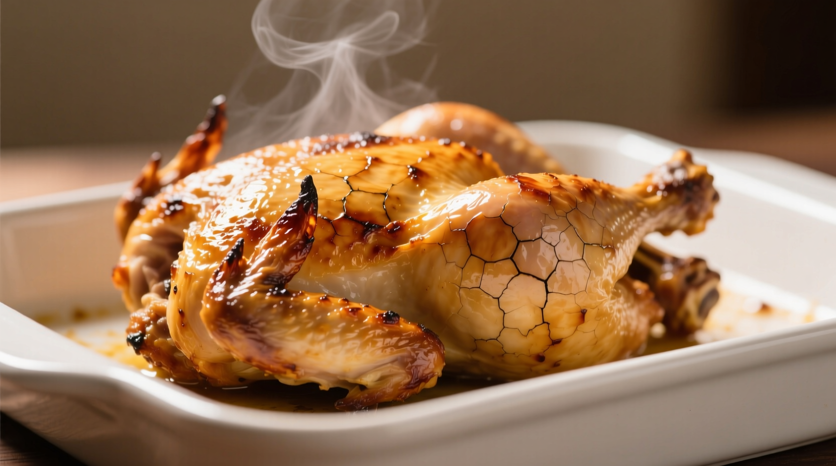 Perfectly roasted chicken thighs with golden skin on baking sheet