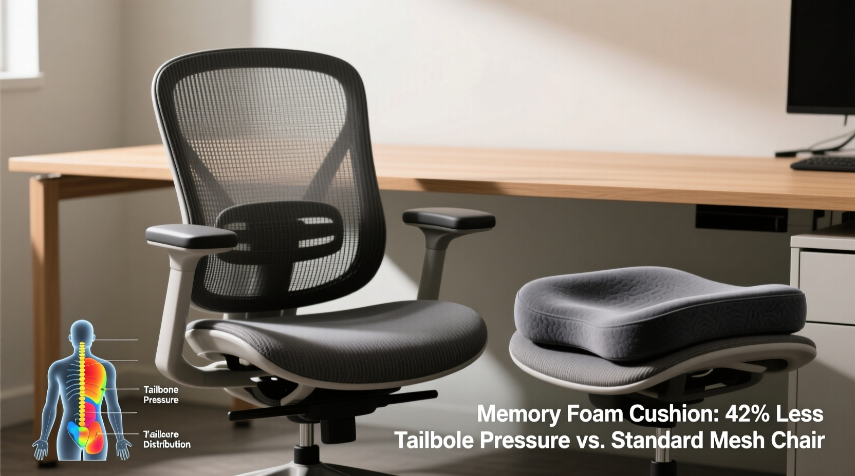 mesh office chair vs memory foam seat cushion which reduces tailbone pain