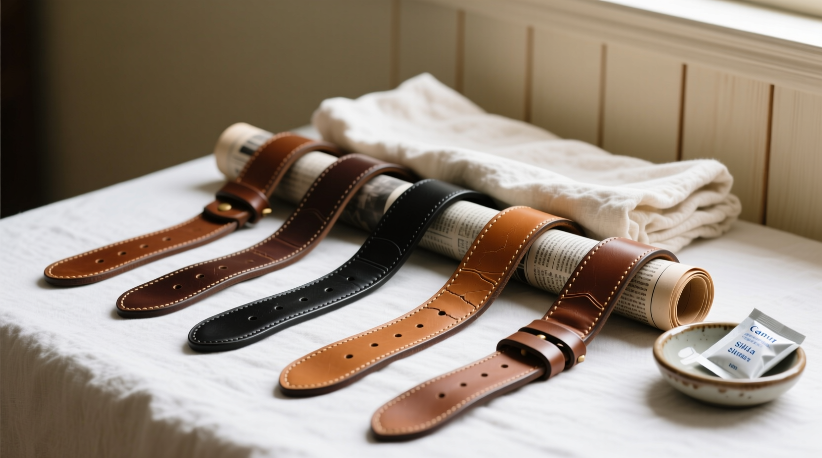 leather belt storage without curling or cracking