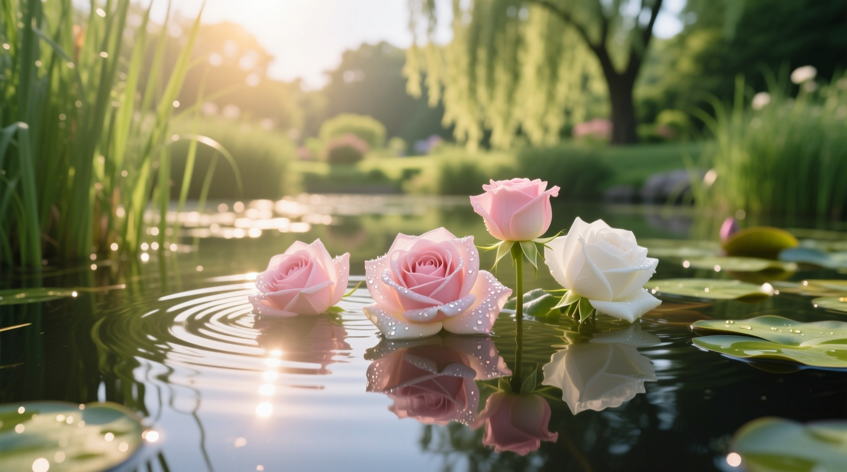 water roses summer