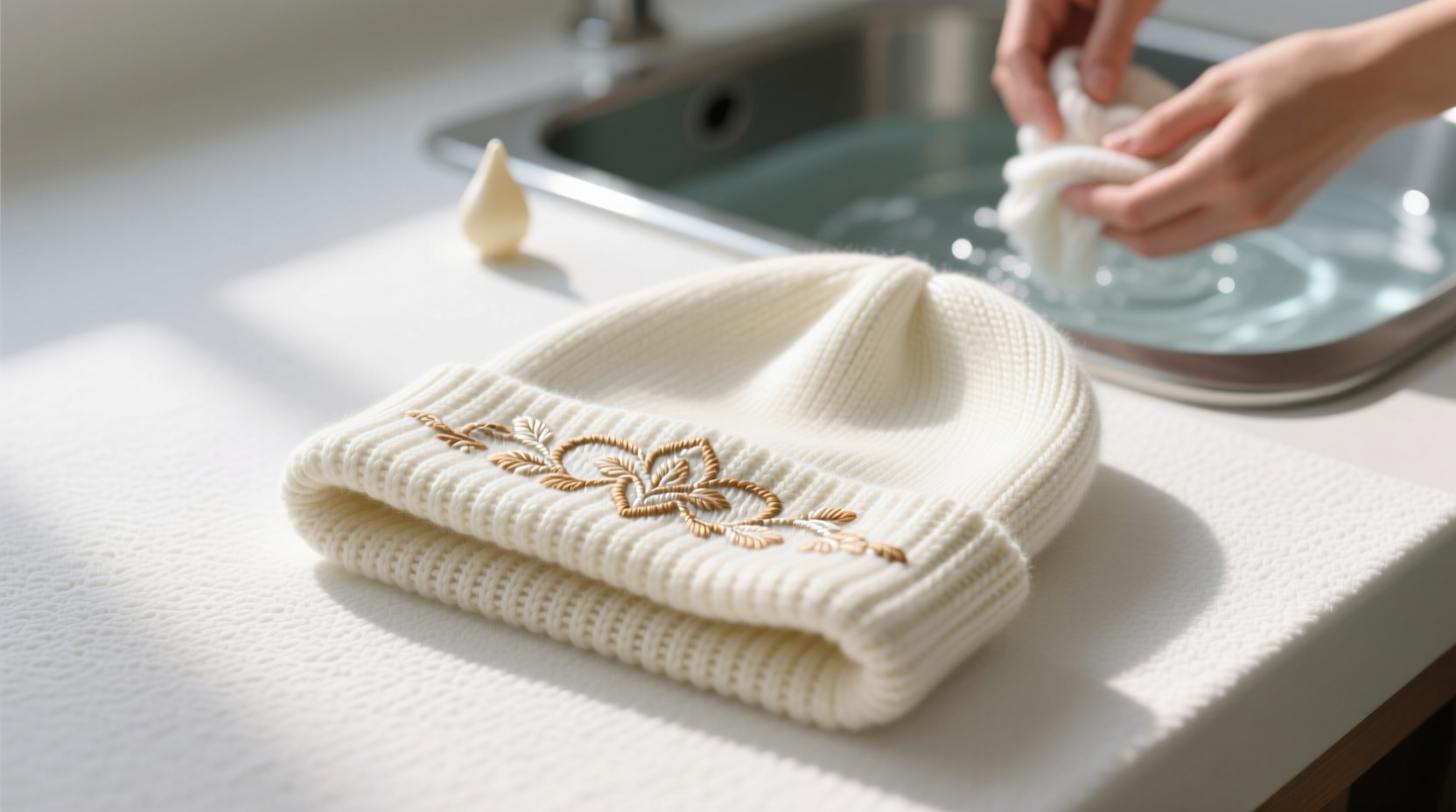 how to wash embroidered knit beanies safely