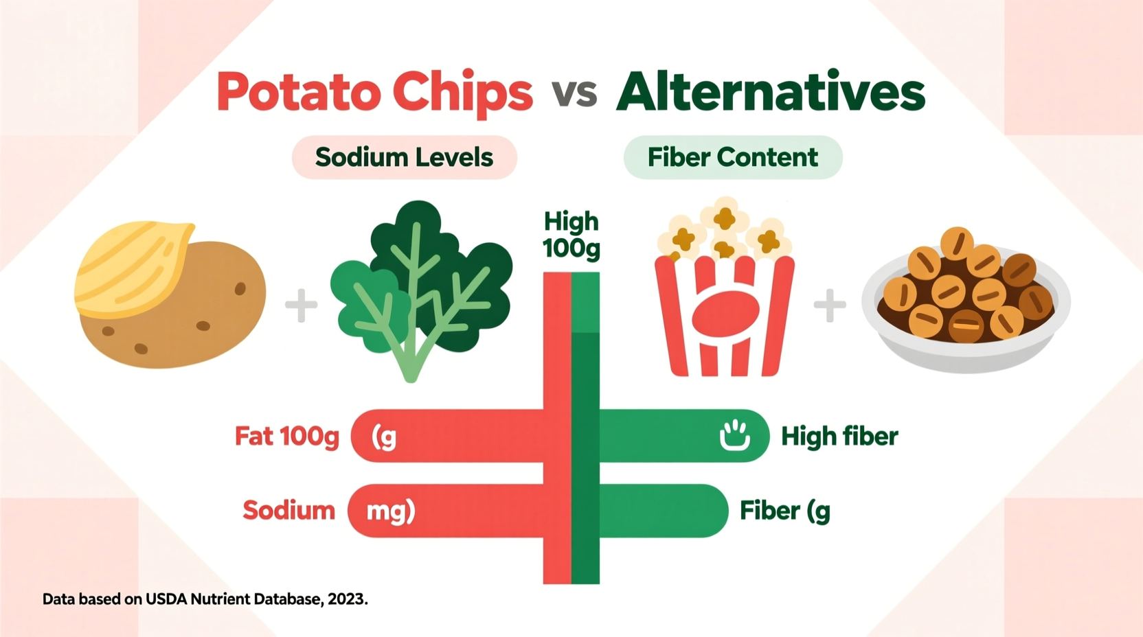 Nutritional comparison of potato chips and alternatives