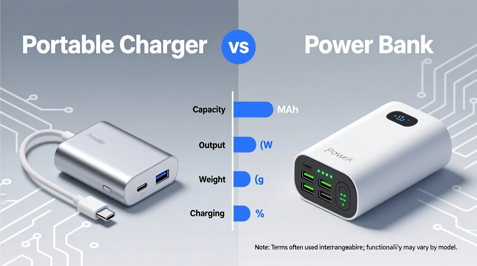 portable charger vs power bank naming confusion and performance differences