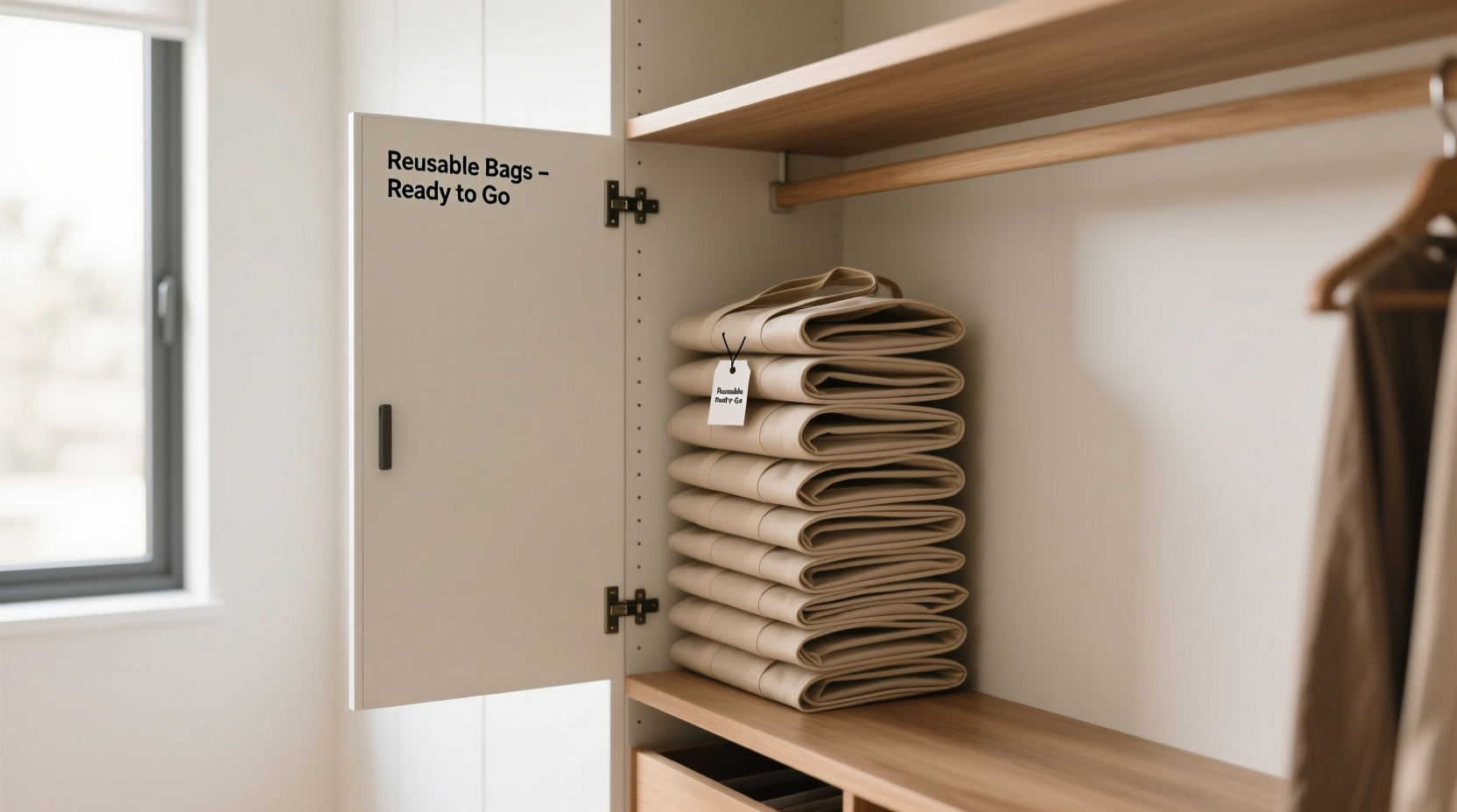 closet organization tips for reusable shopping bags