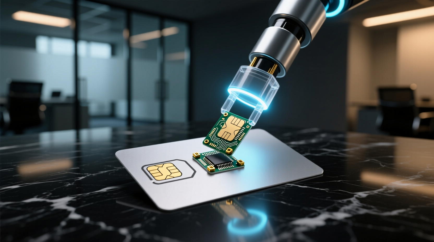 transfer sim chips with a business card