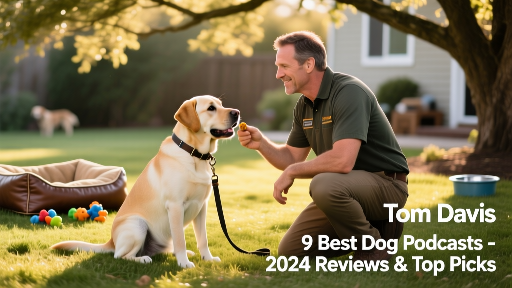 Tom Davis, a professional dog trainer, demonstrating a positive reinforcement technique with a friendly Labrador