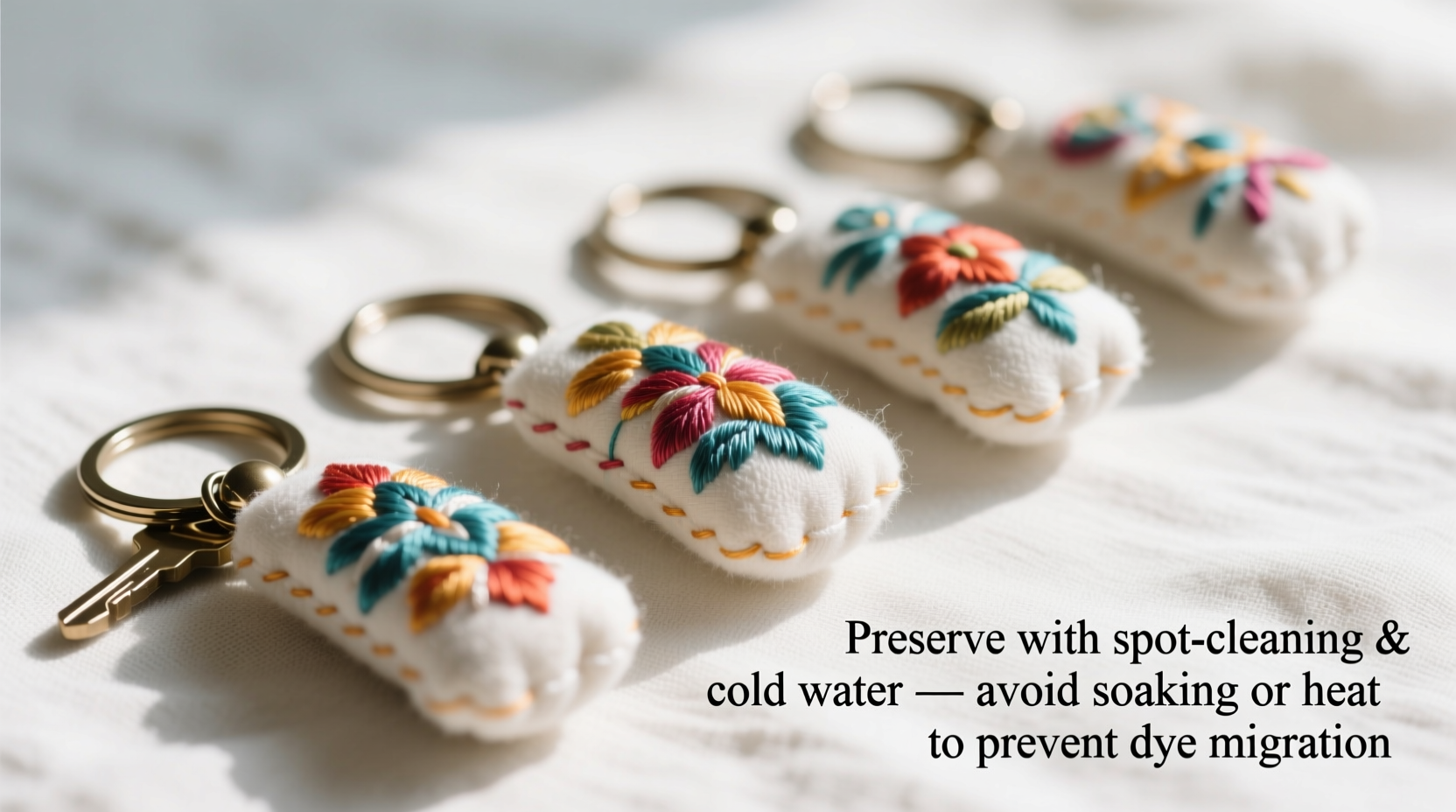 how to clean a plush keychain without blurring thread colors