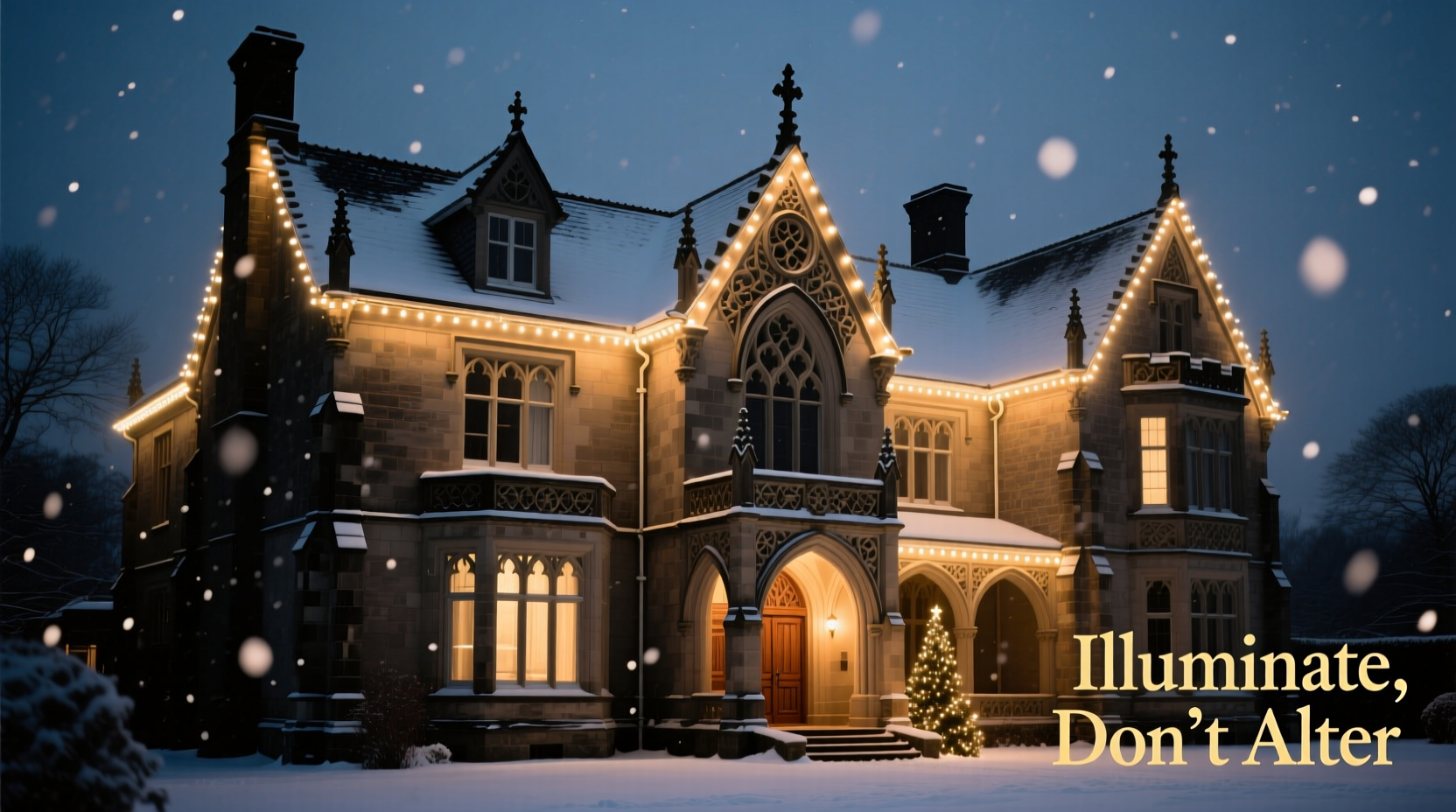 how to use christmas lights to highlight architectural features in historic homes without altering structure