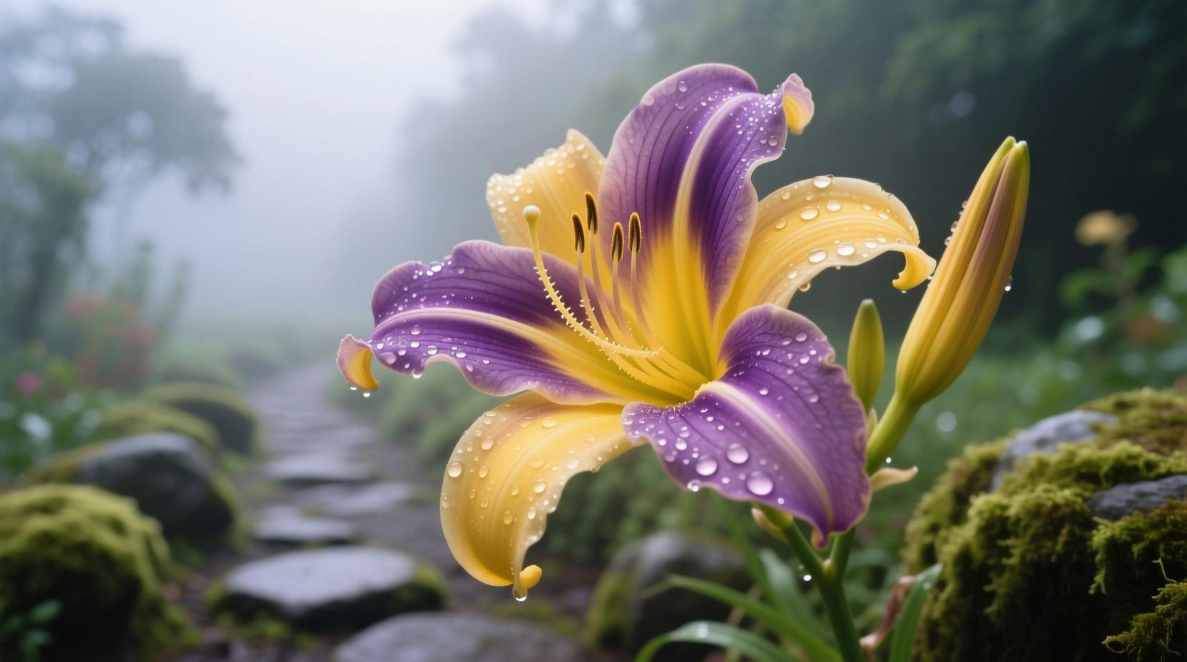 yellow and purple daylily