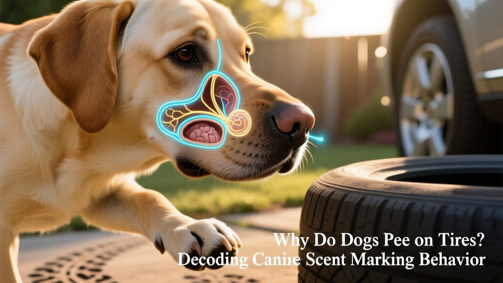 Close-up illustration of a dog's nose and Jacobson's organ highlighting scent detection pathways