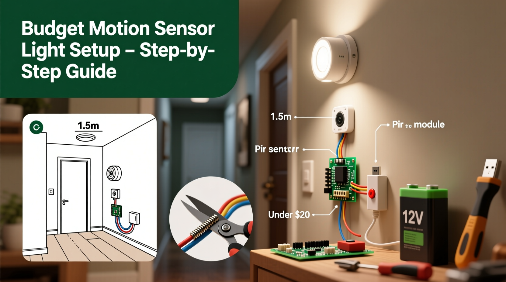 how to set up automatic lights with motion sensors on a budget