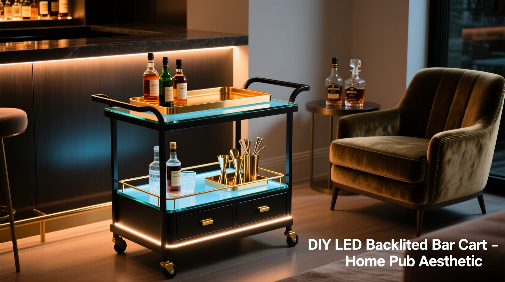 DIY LED backlit bar cart ideas for enhancing home pub aesthetics