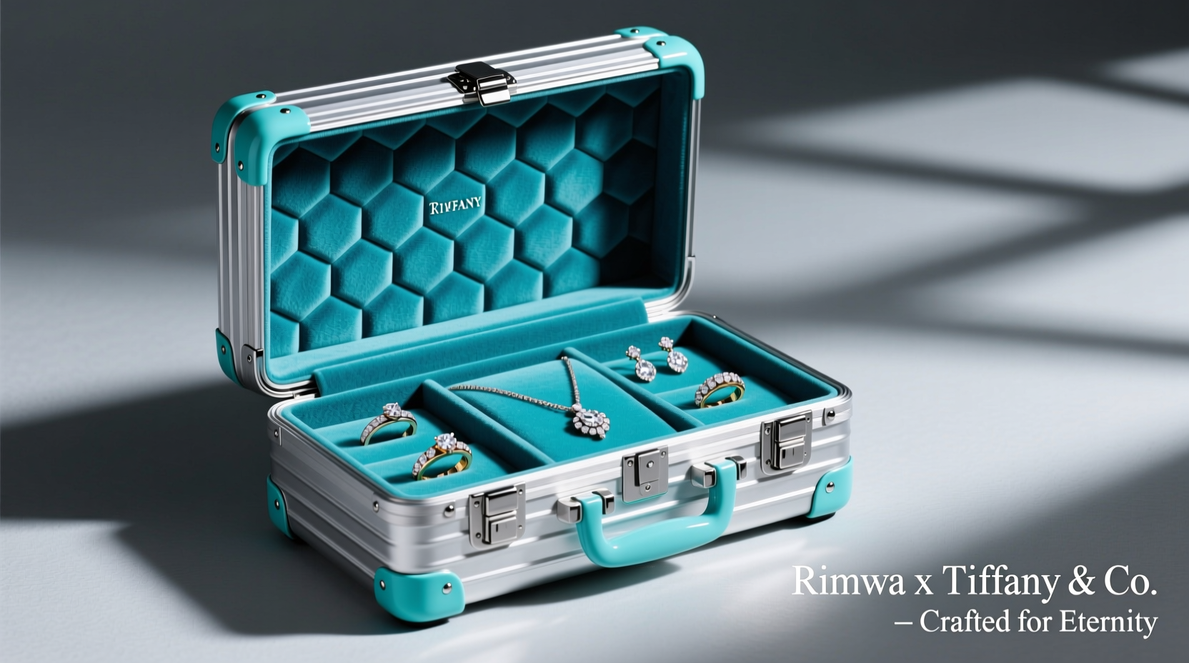 rimowa x tiffany co jewelry case in aluminum with tiffany blue accents 2