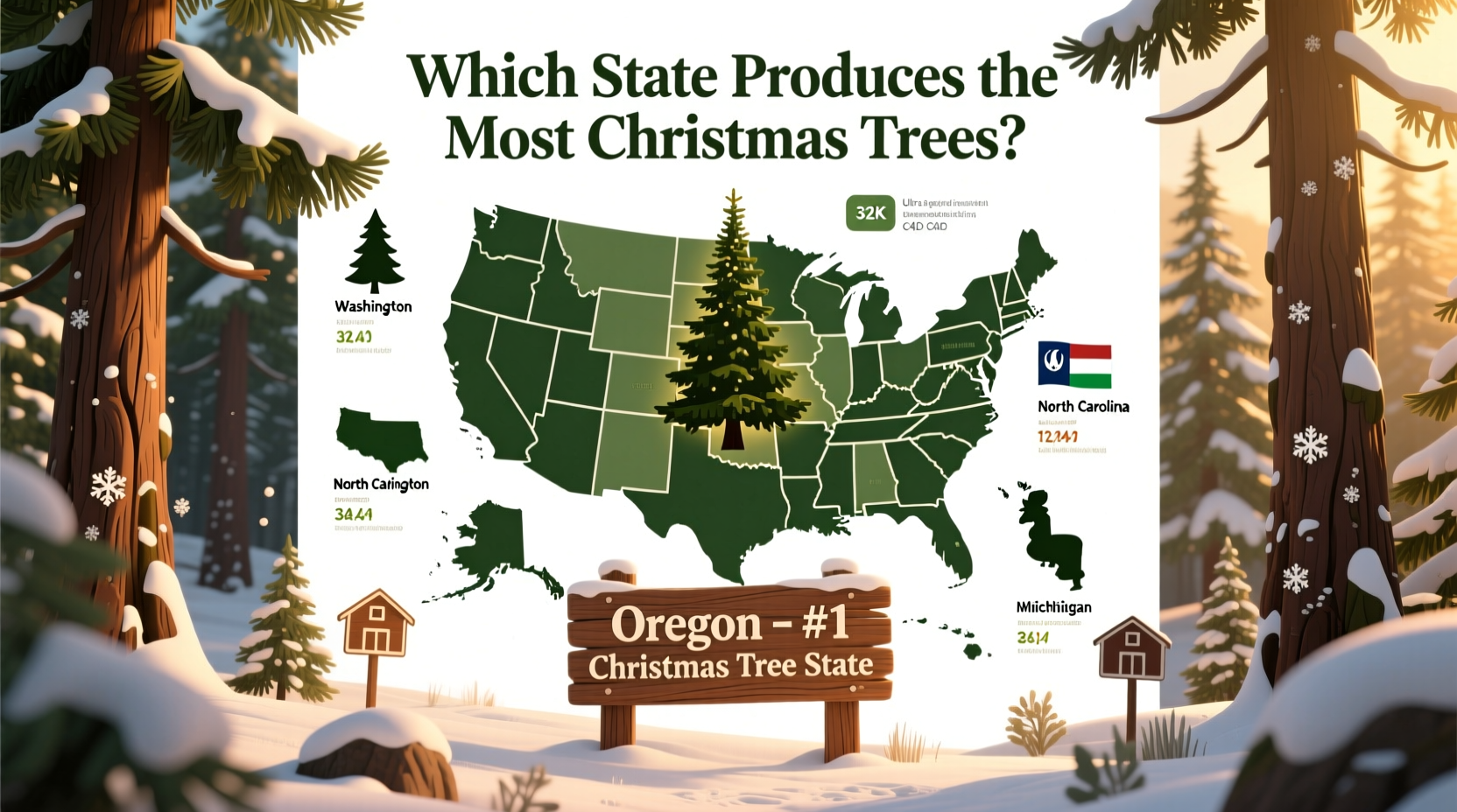 which state produces the most christmas trees