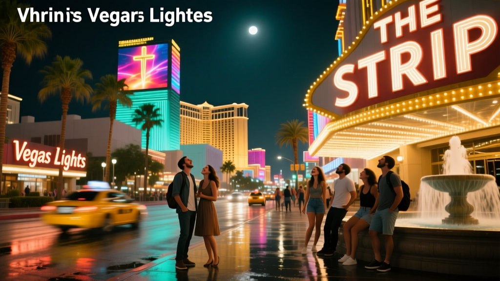 The bright and busy skyline of Las Vegas at night