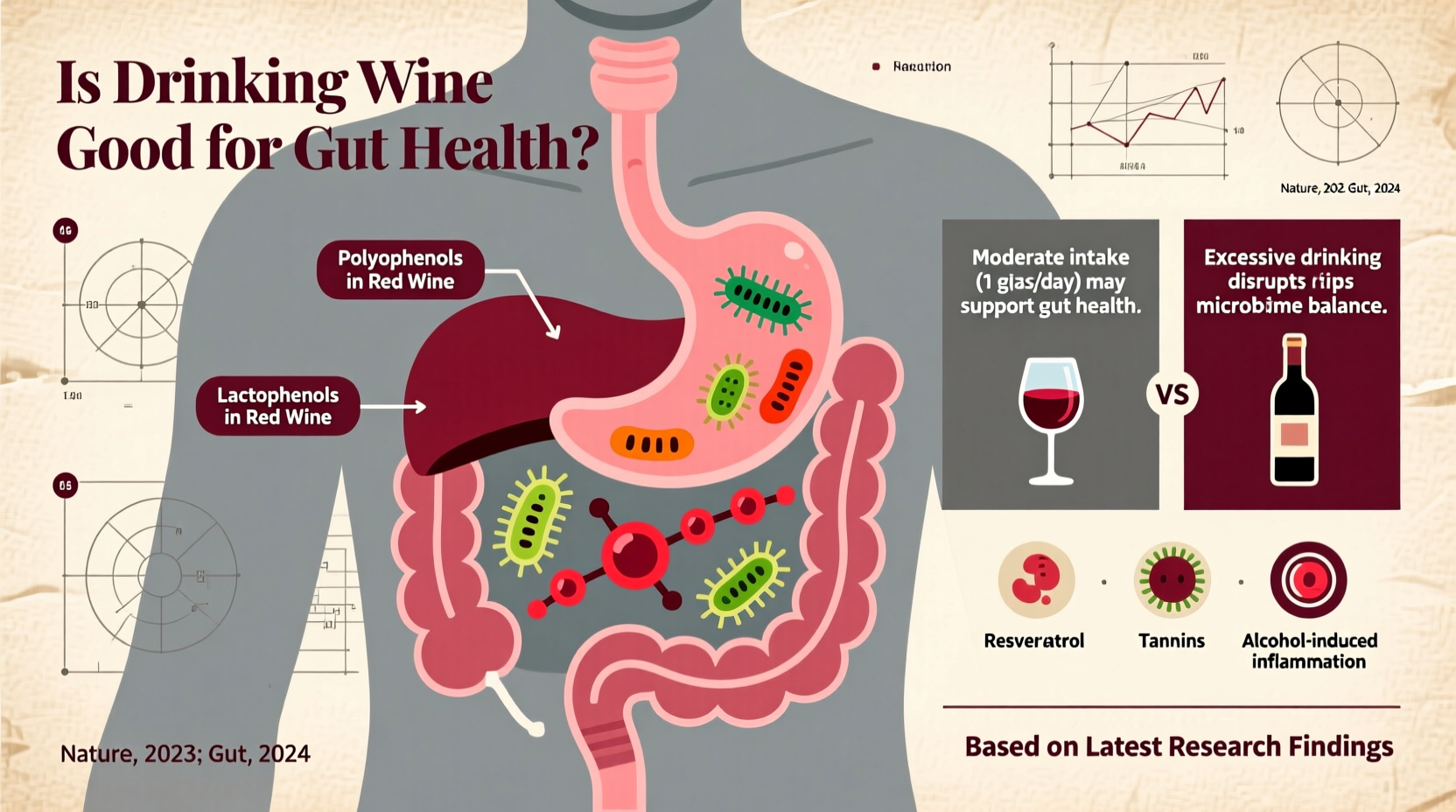 is drinking wine good for gut health latest research findings