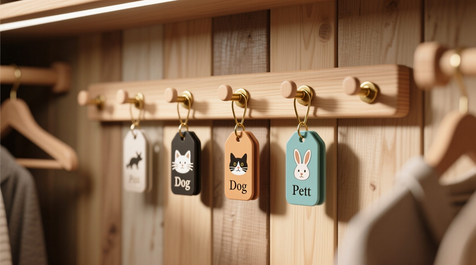pet id tag organization on silent hook boards