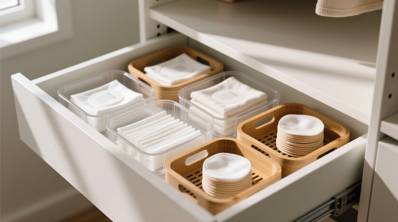 closet organization tips for beauty pads rounds