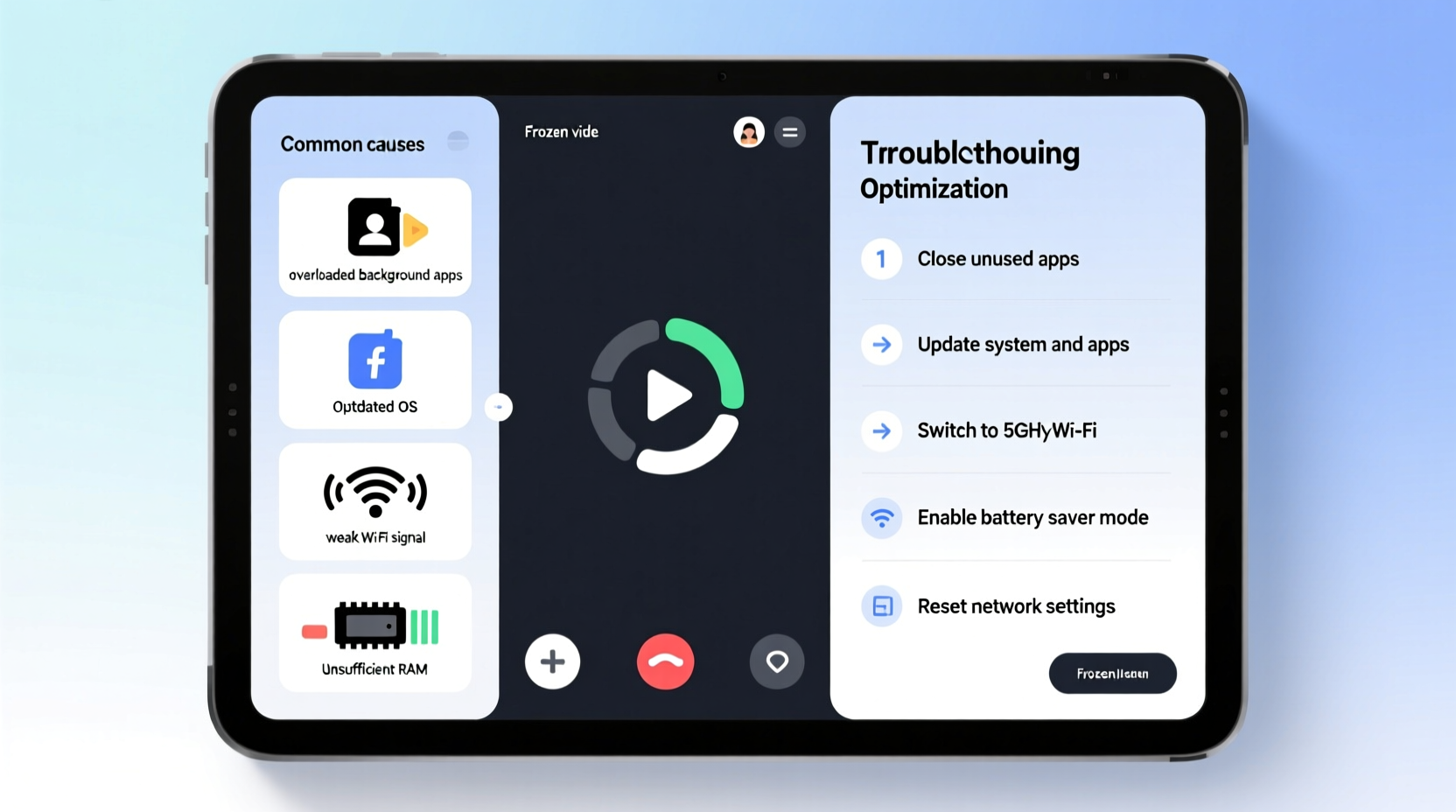 why does my tablet freeze during video calls and how to optimize settings
