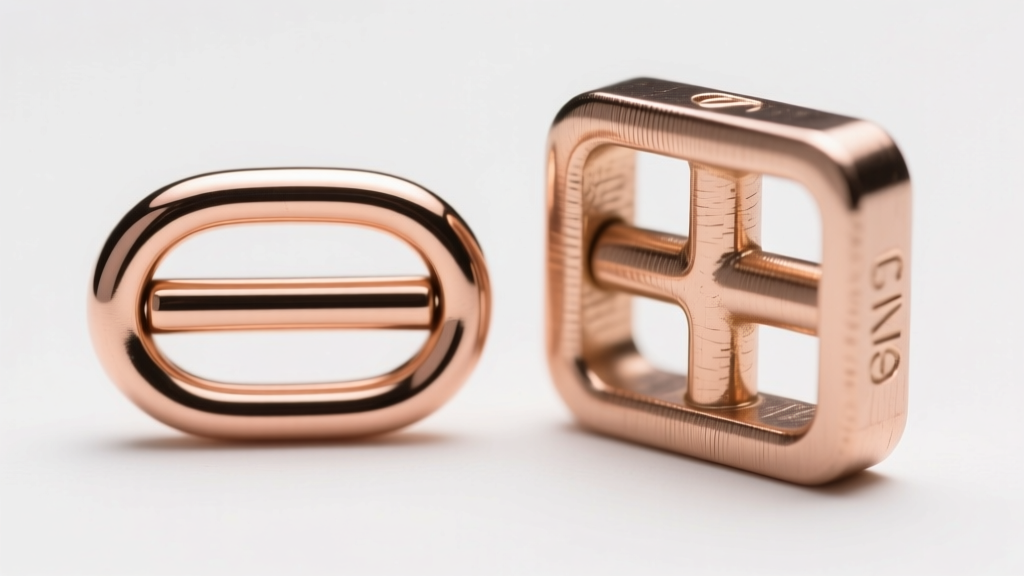 Macro comparison of oval anchor links and square mariner links in rose gold, showing the structural center bars in each link.