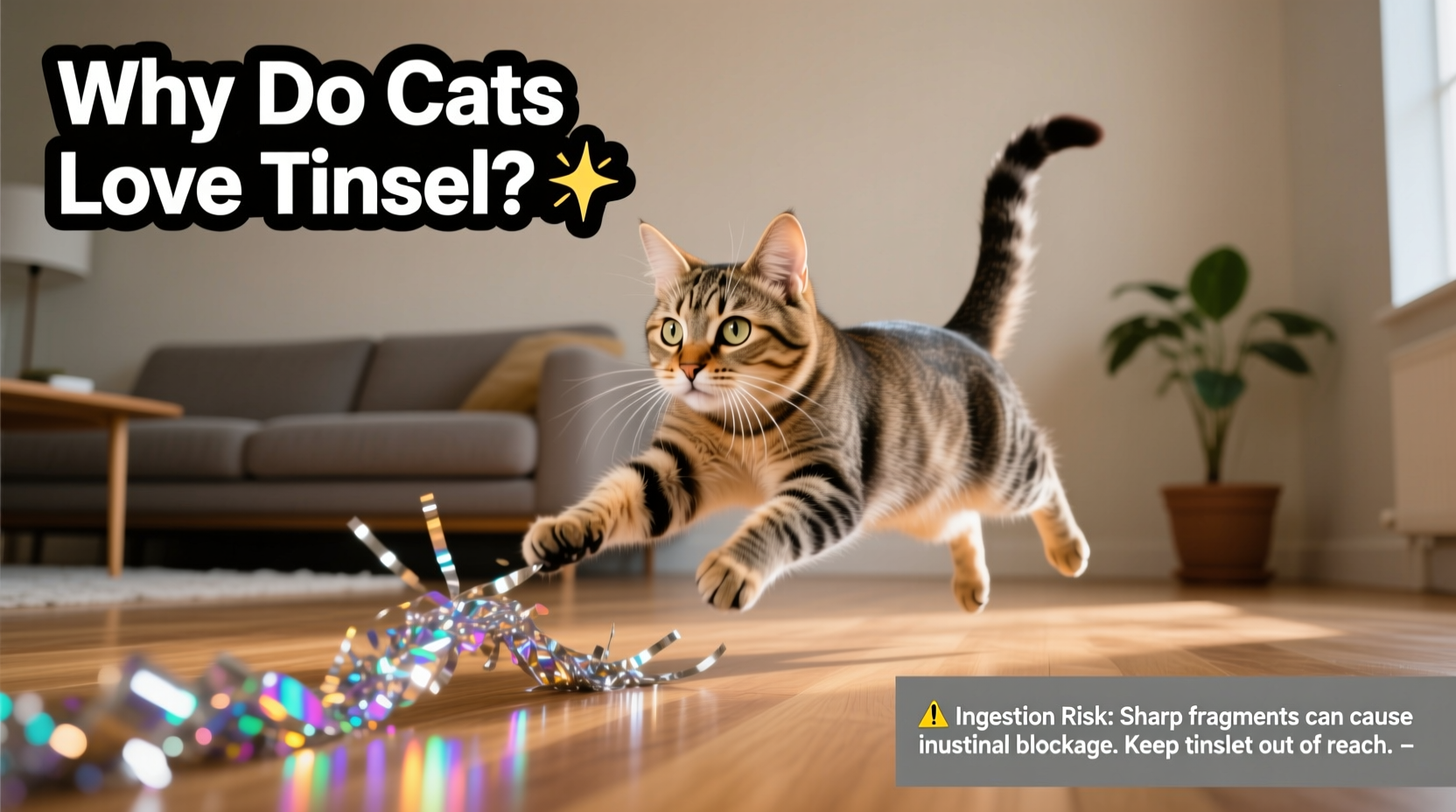 why do cats go crazy for tinsel and is it dangerous if ingested