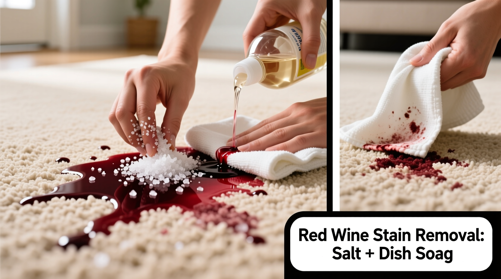 how to remove red wine stains from carpet using salt and dish soap