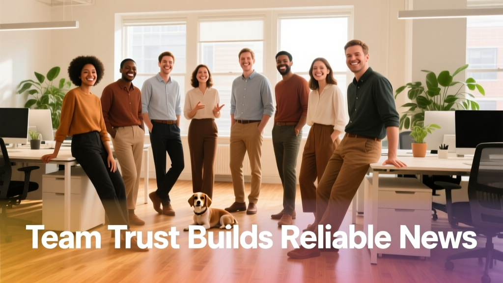 Banner image showing diverse, friendly team members smiling together in a bright office setting