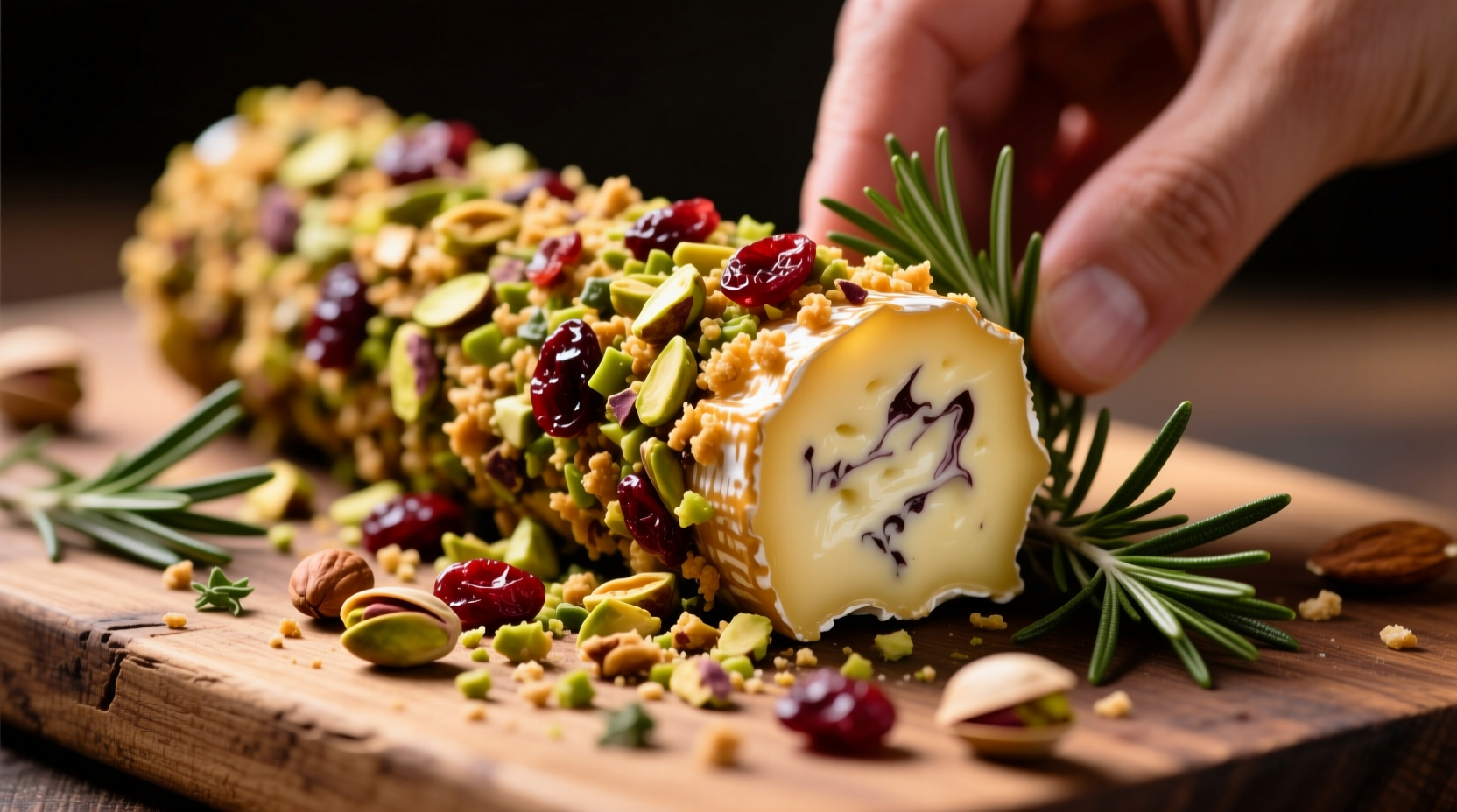 eat fancy by rolling goat cheese in stuff