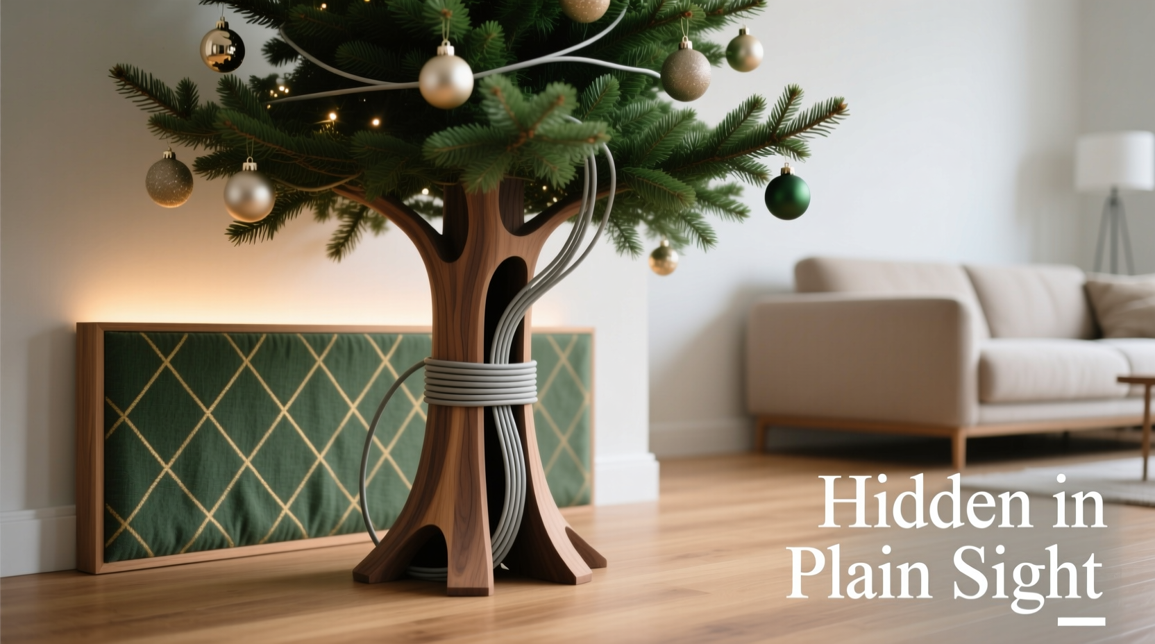 how to hide cords from your christmas tree in a stylish and seamless way