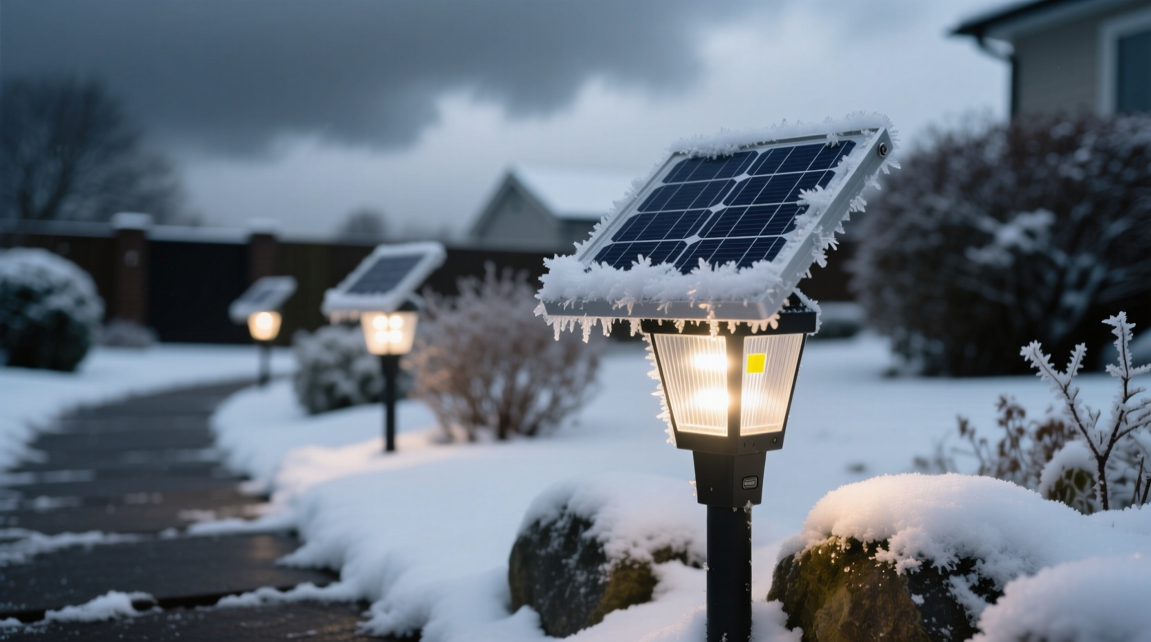 why do my solar pathway lights blink erratically during snowy overcast days