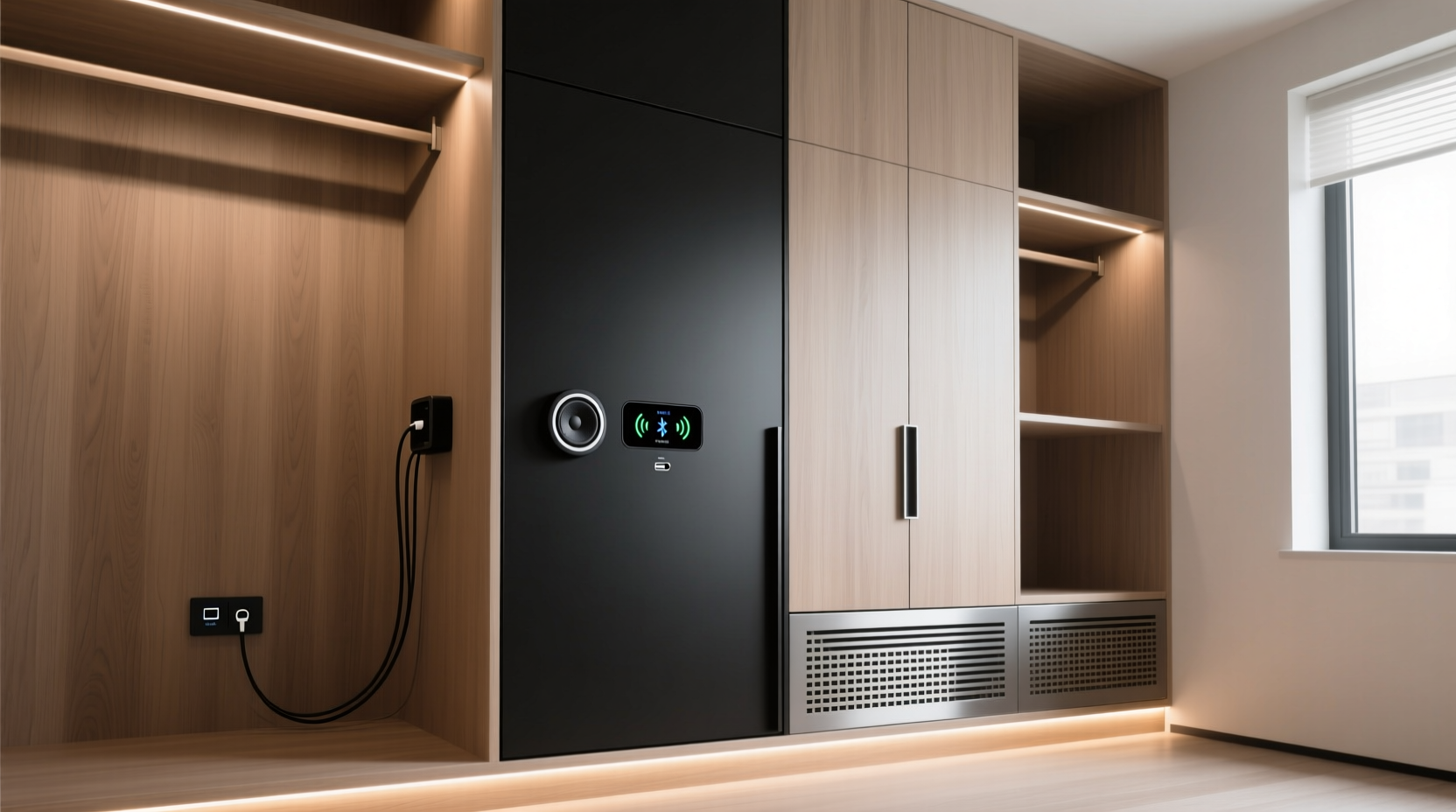 closet organization tips built in speaker charging