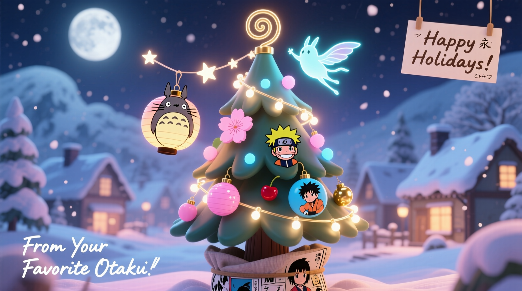 how to create a themed christmas tree using anime characters or fandom decor