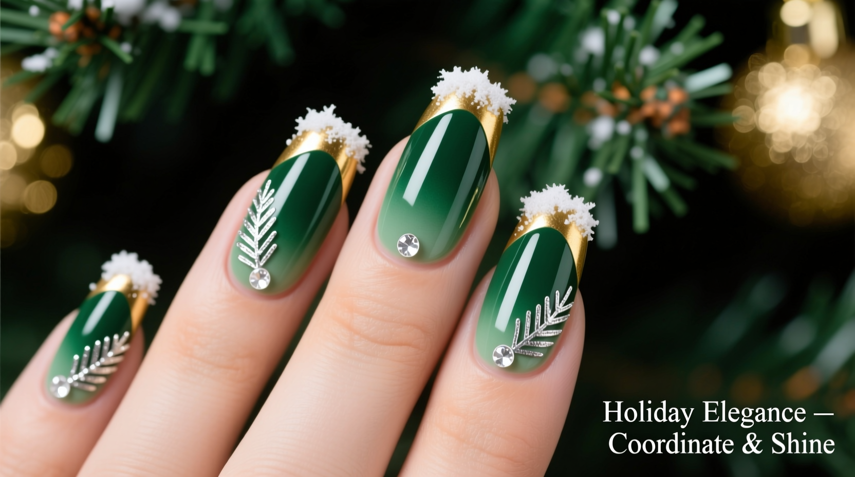 how to coordinate christmas nail art with your tree color scheme