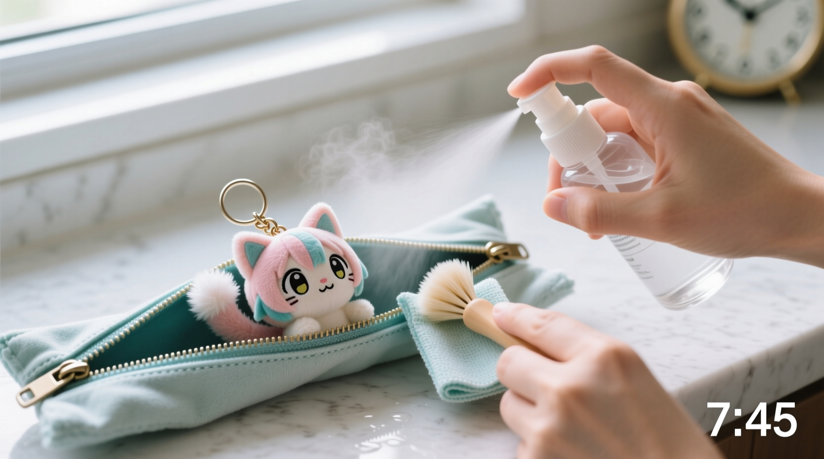 how to clean plush anime keychains on zippers