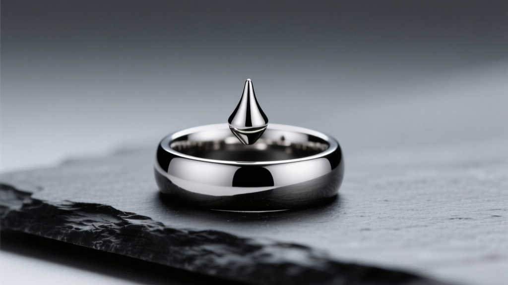 Polished titanium septum clicker ring on dark slate, lit by soft studio light to reveal its smooth, mirror-like metal finish.