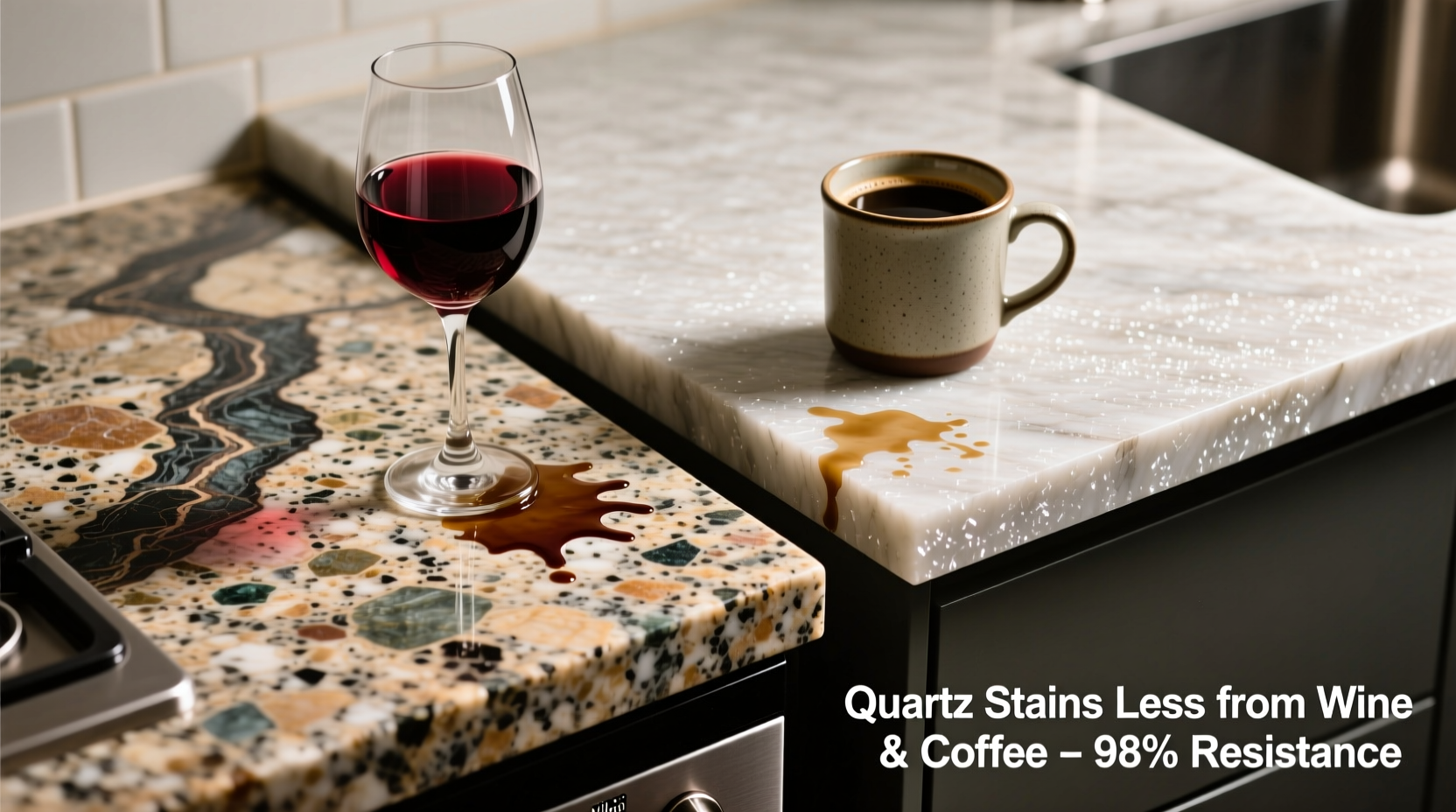 granite vs quartz countertops which one stains less from wine and coffee