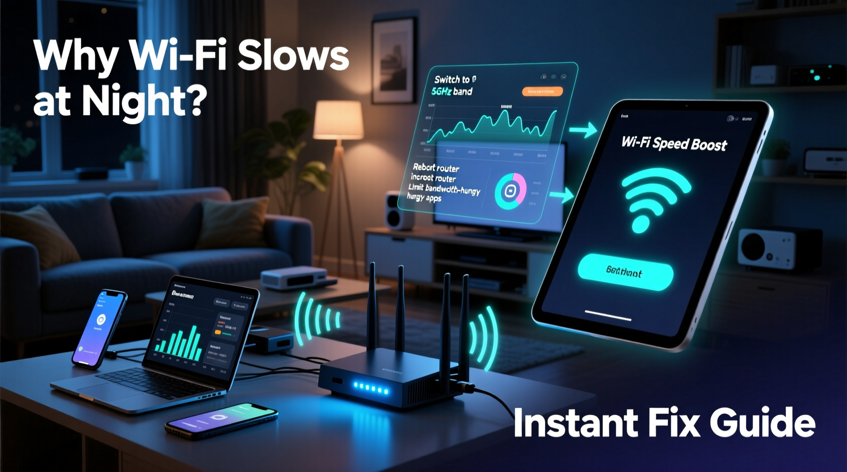 why is my wifi slower at night and how to boost speed instantly