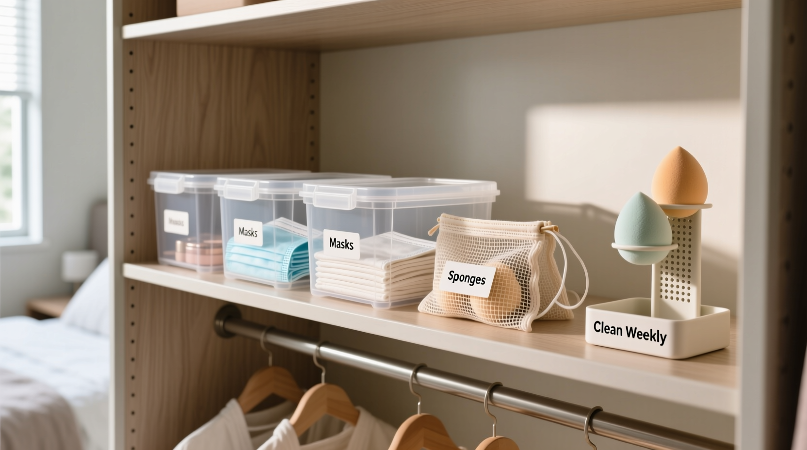 closet organization tips for masks sponges