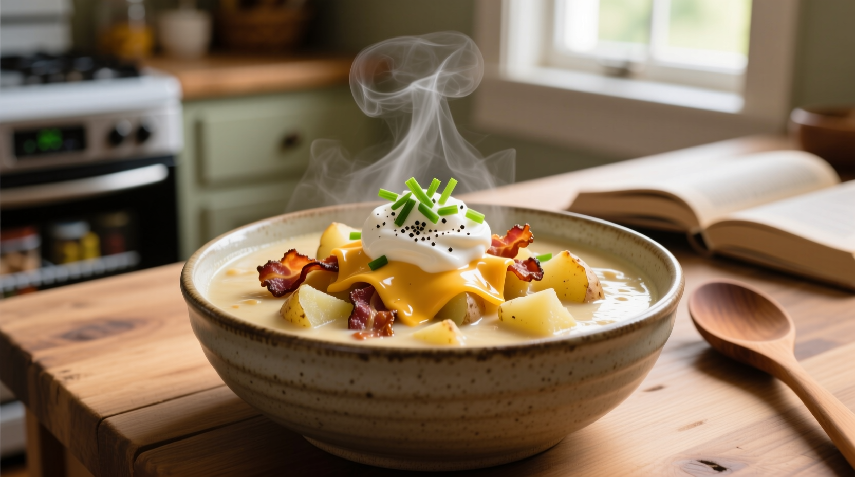 Instant Pot loaded baked potato soup with toppings