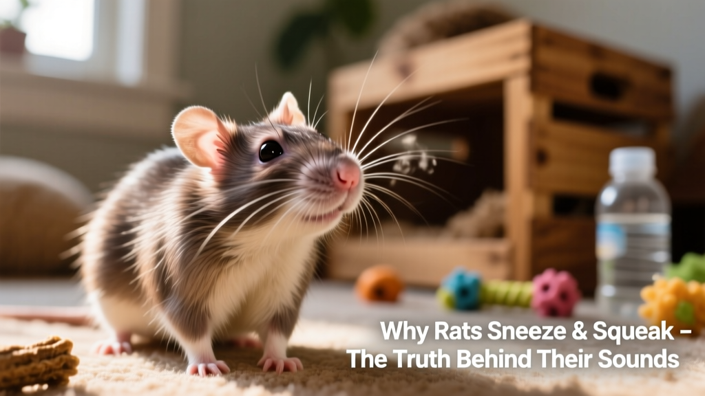 Close-up of a healthy pet rat sniffing curiously