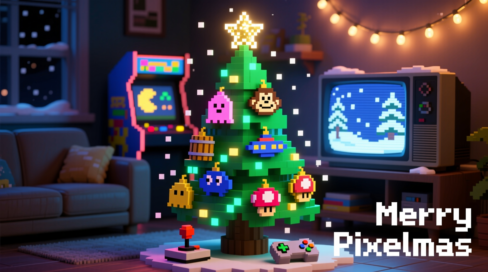 how to create a nostalgic retro gaming christmas tree with pixel art